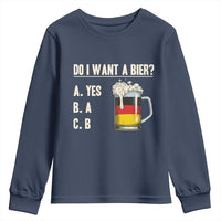 Funny Oktoberfest Youth Sweatshirt Do I Want A Bier Sarcastic Drinking German Flag - Wonder Print Shop
