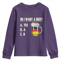 Funny Oktoberfest Youth Sweatshirt Do I Want A Bier Sarcastic Drinking German Flag - Wonder Print Shop