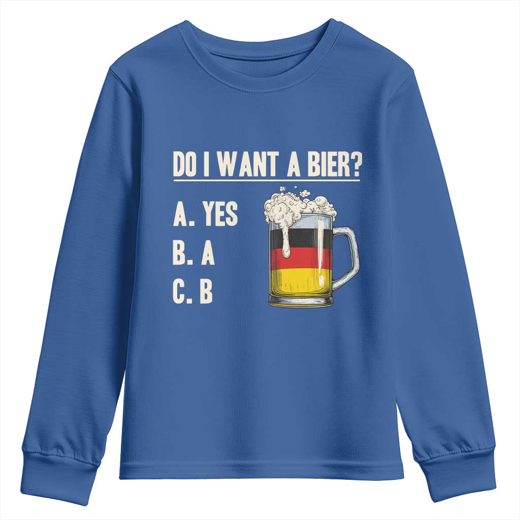 Funny Oktoberfest Youth Sweatshirt Do I Want A Bier Sarcastic Drinking German Flag - Wonder Print Shop