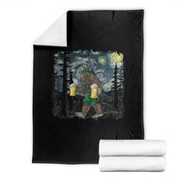 Funny Oktoberfest Bigfoot Throw Blanket Starry Night German Sasquatch Beer Lederhose - Wonder Print Shop