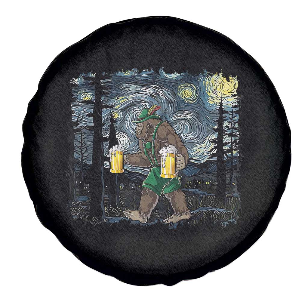 Funny Oktoberfest Bigfoot Spare Tire Cover Starry Night German Sasquatch Beer Lederhose - Wonder Print Shop