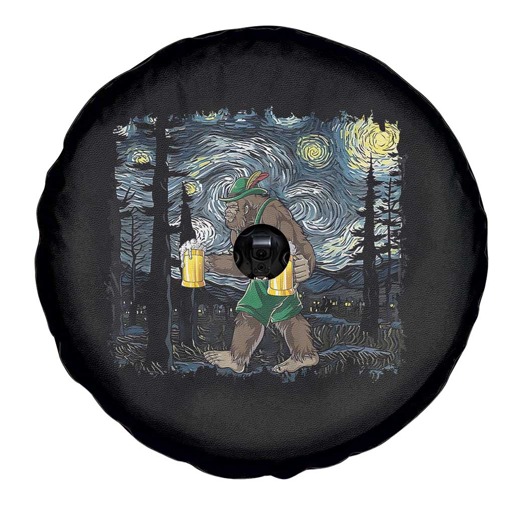 Funny Oktoberfest Bigfoot Spare Tire Cover Starry Night German Sasquatch Beer Lederhose - Wonder Print Shop