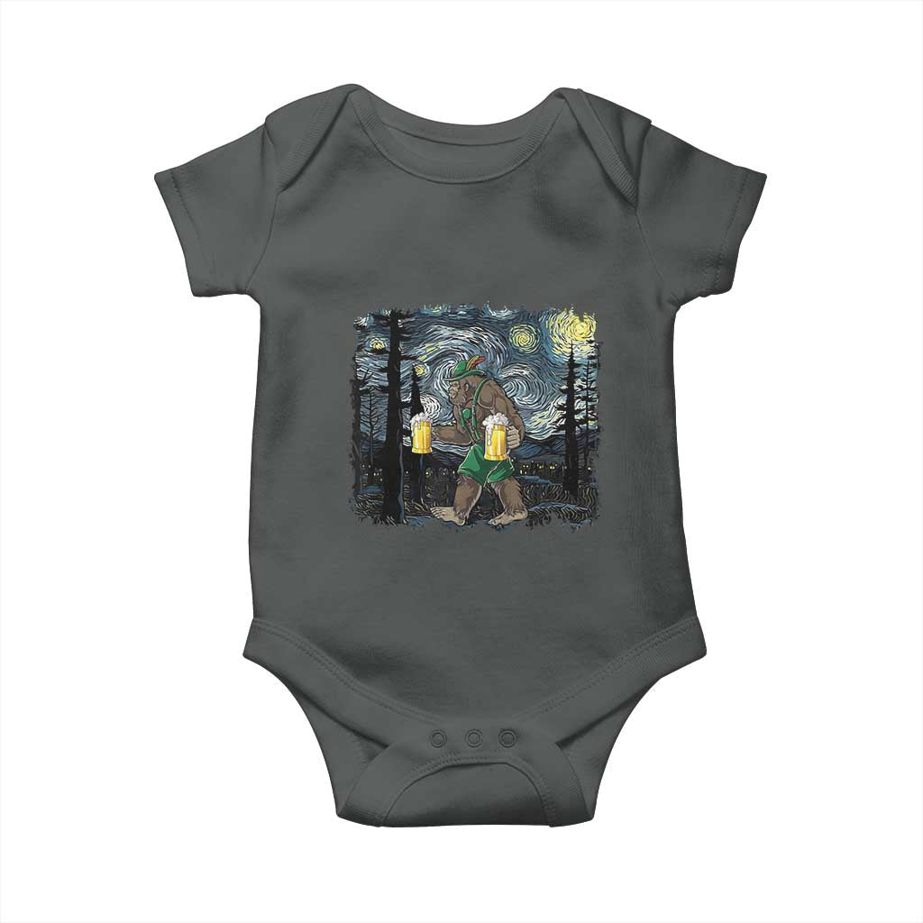 Funny Oktoberfest Bigfoot Baby Onesie Starry Night German Sasquatch Beer Lederhose - Wonder Print Shop