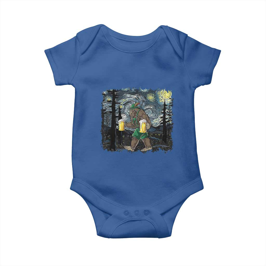 Funny Oktoberfest Bigfoot Baby Onesie Starry Night German Sasquatch Beer Lederhose - Wonder Print Shop