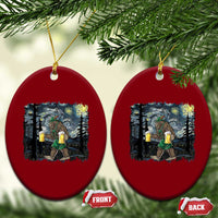 Funny Oktoberfest Bigfoot Ceramic Ornament Starry Night German Sasquatch Beer Lederhose - Wonder Print Shop
