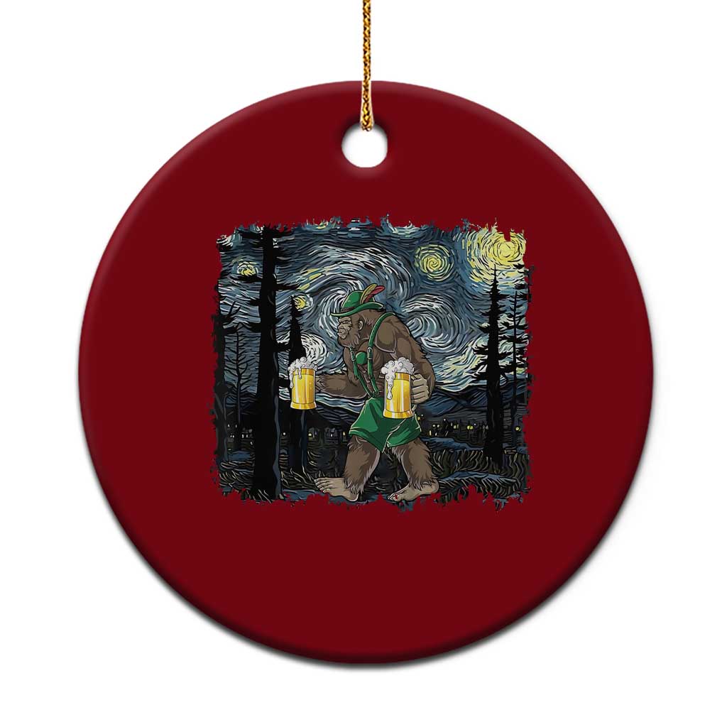 Funny Oktoberfest Bigfoot Ceramic Ornament Starry Night German Sasquatch Beer Lederhose - Wonder Print Shop