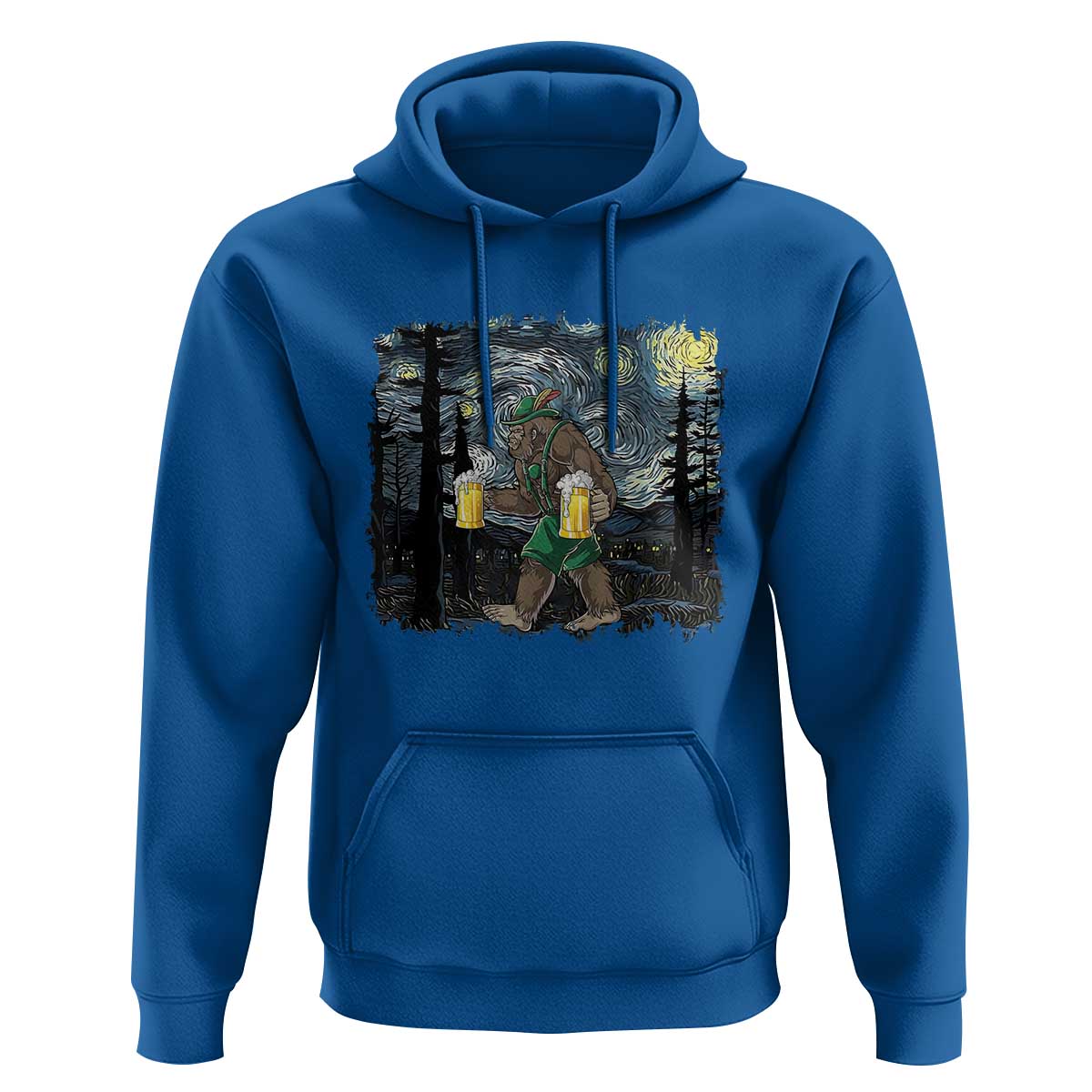Funny Oktoberfest Bigfoot Hoodie Starry Night German Sasquatch Beer Lederhose - Wonder Print Shop