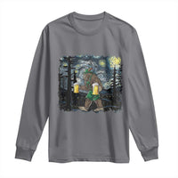 Funny Oktoberfest Bigfoot Long Sleeve Shirt Starry Night German Sasquatch Beer Lederhose - Wonder Print Shop