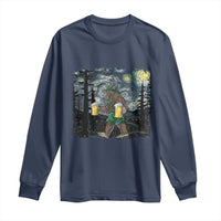 Funny Oktoberfest Bigfoot Long Sleeve Shirt Starry Night German Sasquatch Beer Lederhose - Wonder Print Shop