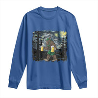 Funny Oktoberfest Bigfoot Long Sleeve Shirt Starry Night German Sasquatch Beer Lederhose - Wonder Print Shop