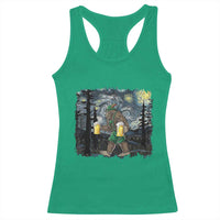 Funny Oktoberfest Bigfoot Racerback Tank Top Starry Night German Sasquatch Beer Lederhose - Wonder Print Shop