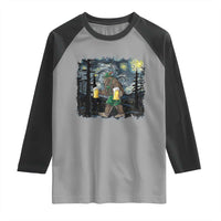 Funny Oktoberfest Bigfoot Raglan Shirt Starry Night German Sasquatch Beer Lederhose - Wonder Print Shop