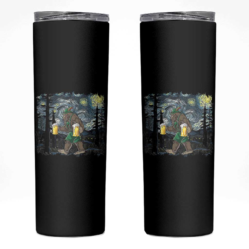 Funny Oktoberfest Bigfoot Skinny Tumbler Starry Night German Sasquatch Beer Lederhose - Wonder Print Shop
