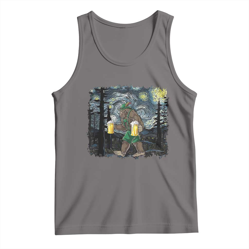 Funny Oktoberfest Bigfoot Tank Top Starry Night German Sasquatch Beer Lederhose - Wonder Print Shop