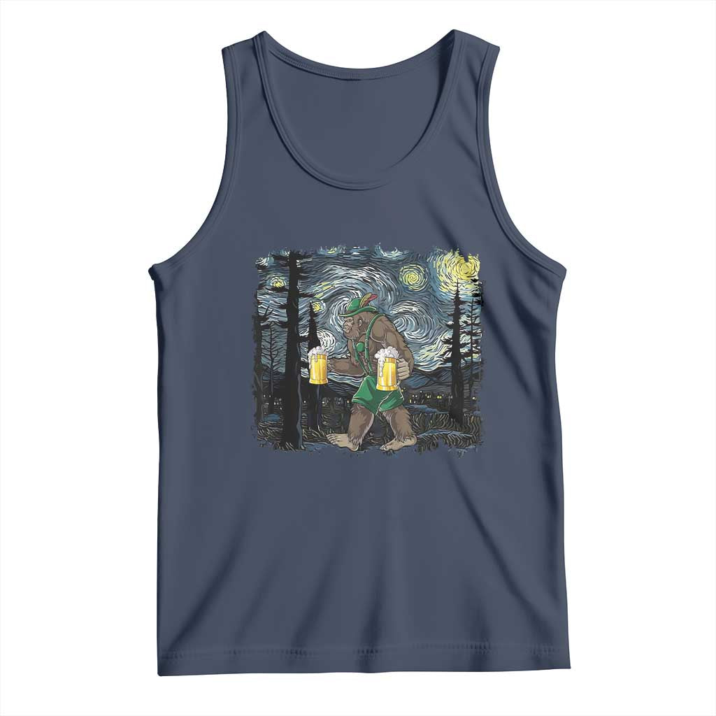 Funny Oktoberfest Bigfoot Tank Top Starry Night German Sasquatch Beer Lederhose - Wonder Print Shop