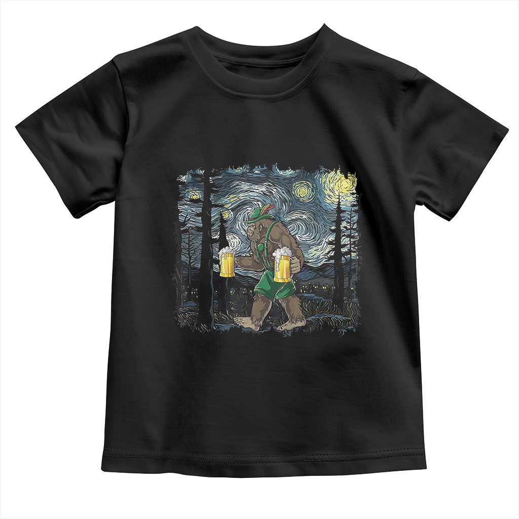 Funny Oktoberfest Bigfoot Toddler T Shirt Starry Night German Sasquatch Beer Lederhose - Wonder Print Shop