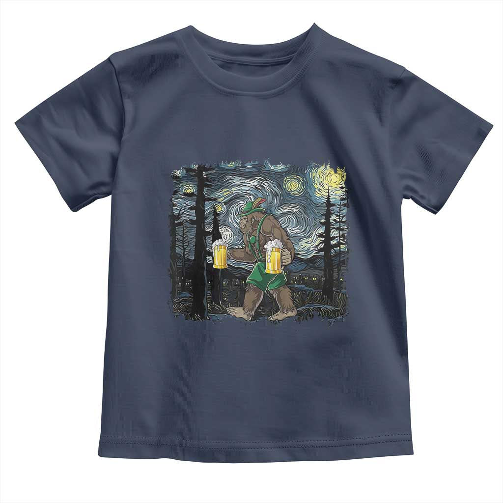 Funny Oktoberfest Bigfoot Toddler T Shirt Starry Night German Sasquatch Beer Lederhose - Wonder Print Shop