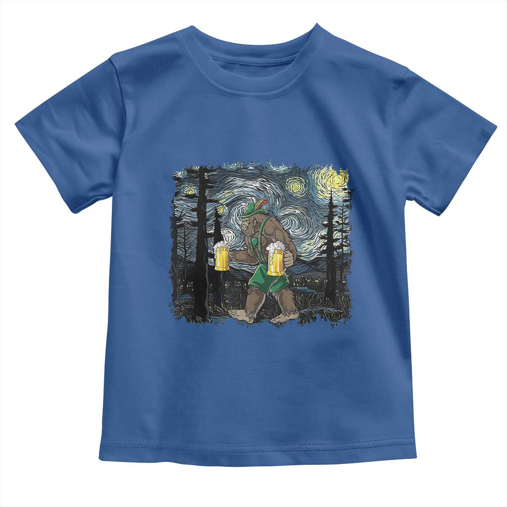 Funny Oktoberfest Bigfoot Toddler T Shirt Starry Night German Sasquatch Beer Lederhose - Wonder Print Shop