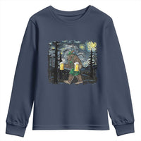Funny Oktoberfest Bigfoot Youth Sweatshirt Starry Night German Sasquatch Beer Lederhose - Wonder Print Shop