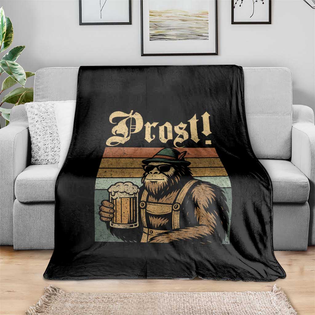 Oktoberfest Bigfoot Throw Blanket Vintage German Sasquatch Drinking Prost Lederhose - Wonder Print Shop