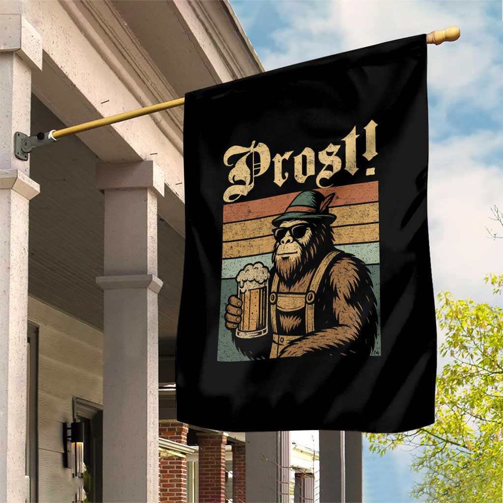 Oktoberfest Bigfoot Garden Flag Vintage German Sasquatch Drinking Prost Lederhose - Wonder Print Shop