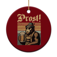 Oktoberfest Bigfoot Ceramic Ornament Vintage German Sasquatch Drinking Prost Lederhose - Wonder Print Shop