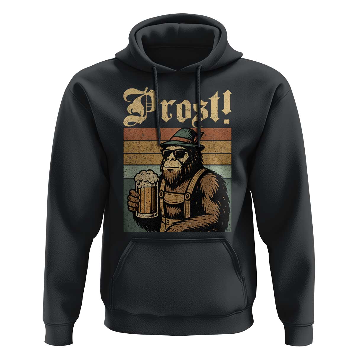 Oktoberfest Bigfoot Hoodie Vintage German Sasquatch Drinking Prost Lederhose - Wonder Print Shop