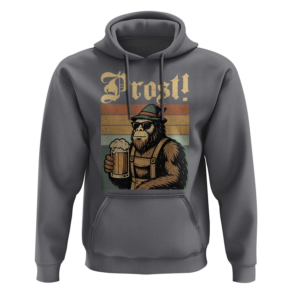 Oktoberfest Bigfoot Hoodie Vintage German Sasquatch Drinking Prost Lederhose - Wonder Print Shop