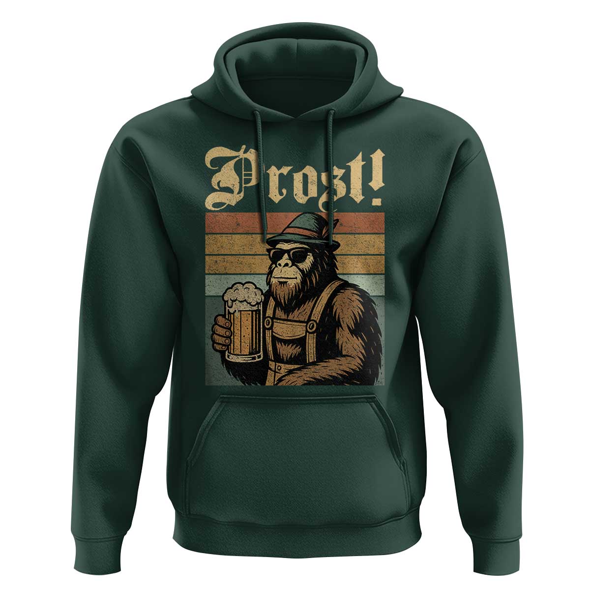 Oktoberfest Bigfoot Hoodie Vintage German Sasquatch Drinking Prost Lederhose - Wonder Print Shop