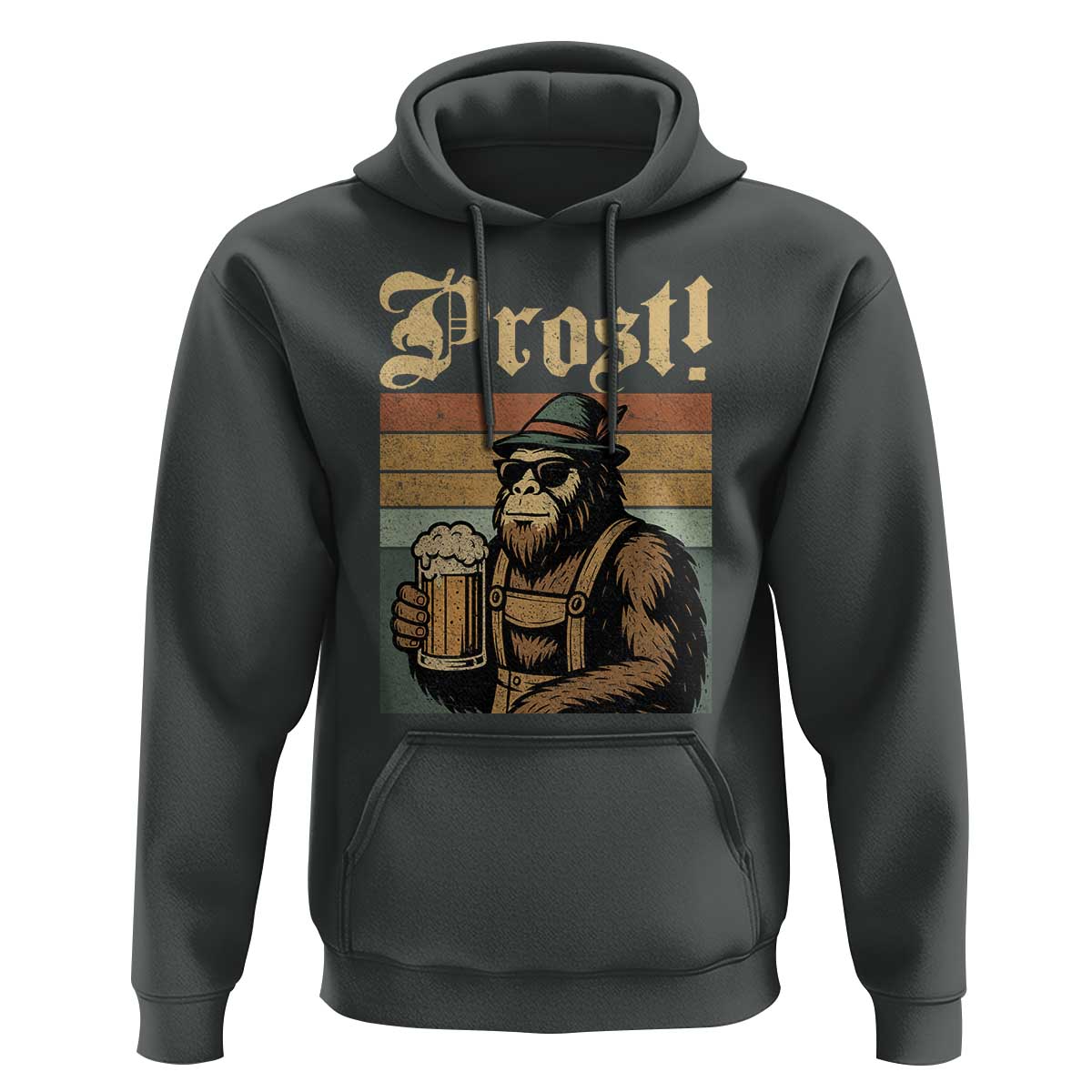 Oktoberfest Bigfoot Hoodie Vintage German Sasquatch Drinking Prost Lederhose - Wonder Print Shop