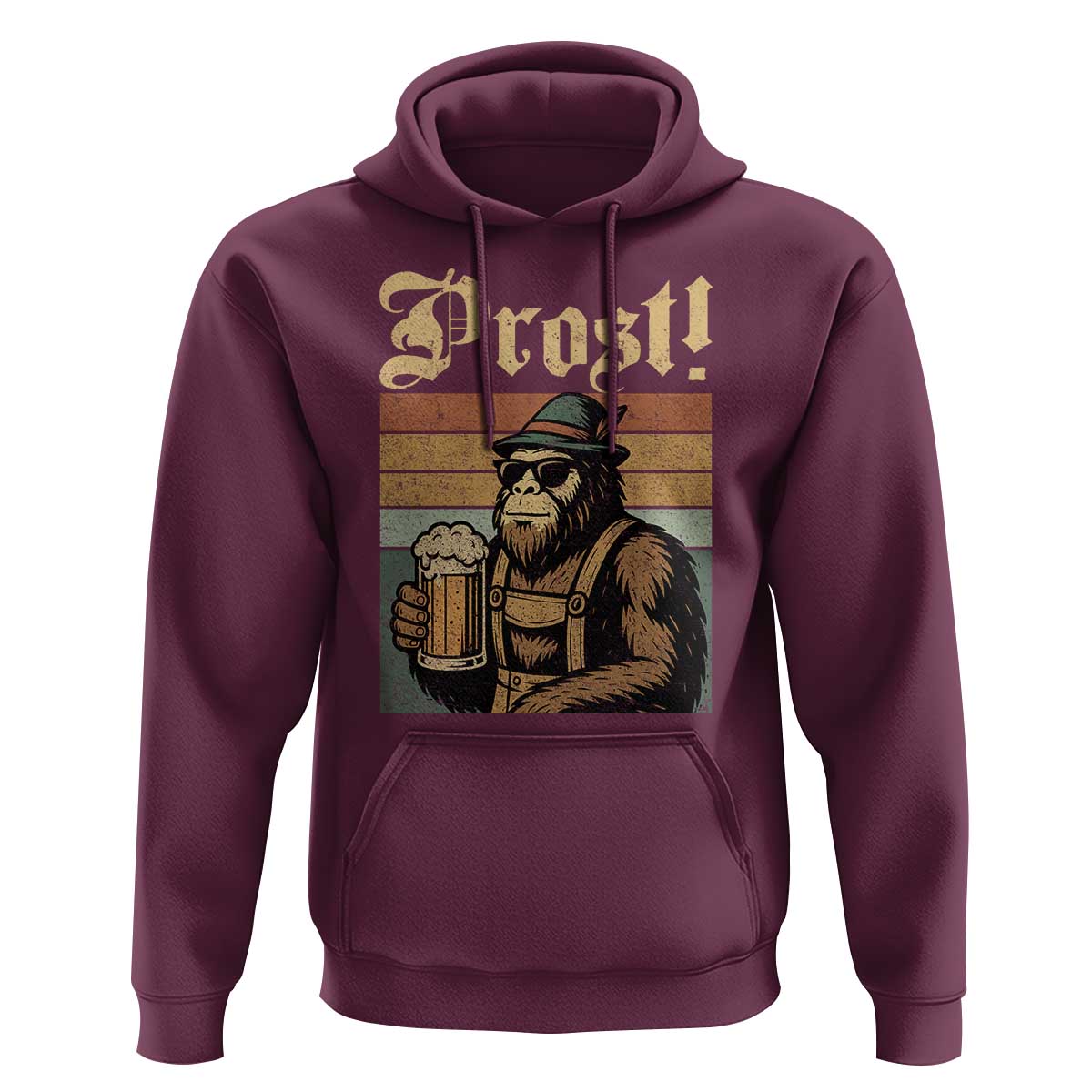 Oktoberfest Bigfoot Hoodie Vintage German Sasquatch Drinking Prost Lederhose - Wonder Print Shop