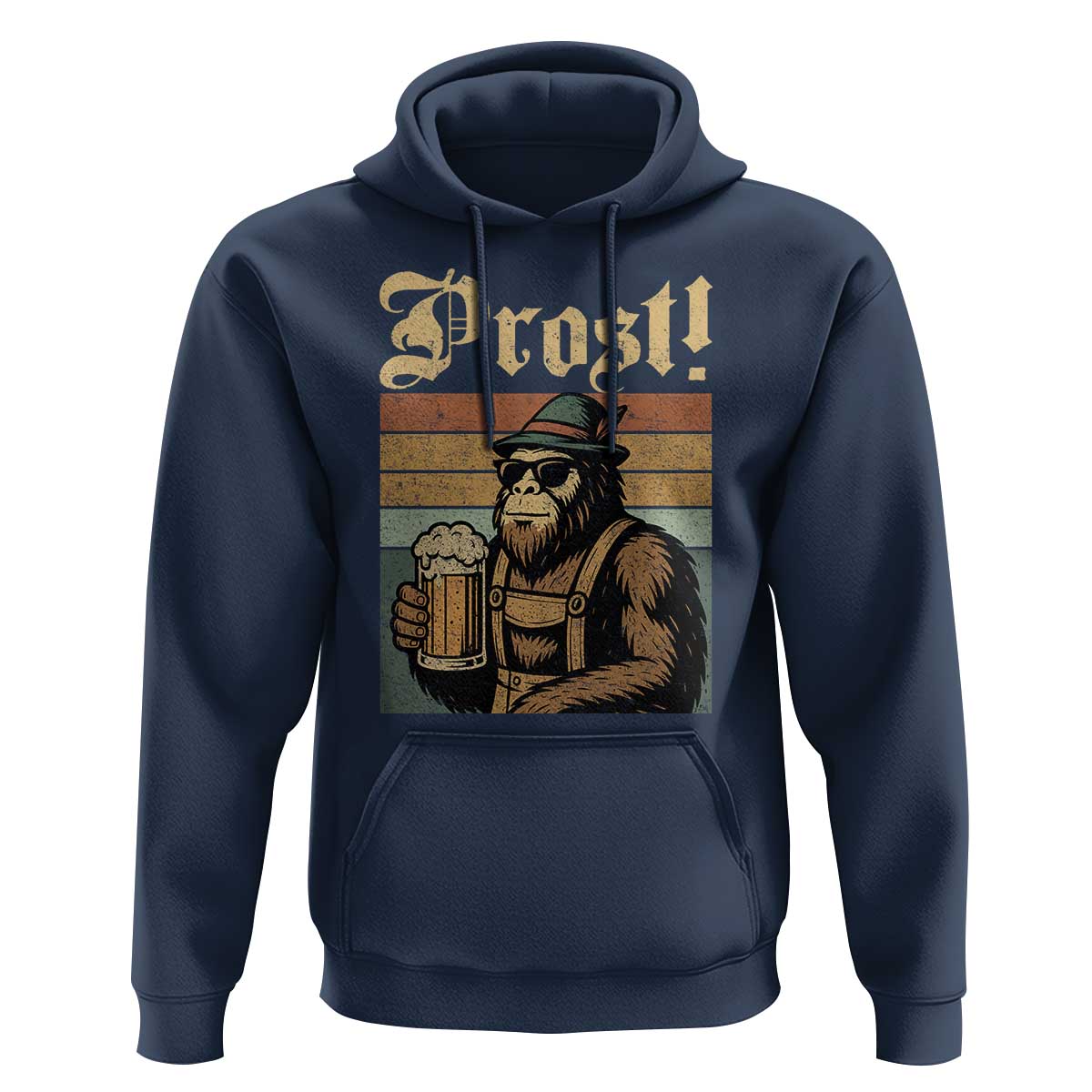 Oktoberfest Bigfoot Hoodie Vintage German Sasquatch Drinking Prost Lederhose - Wonder Print Shop