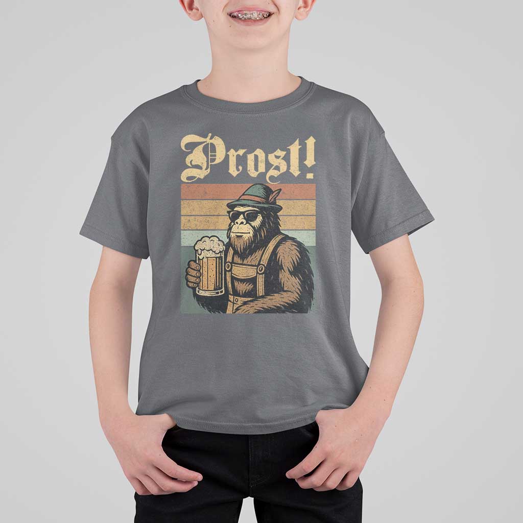 Oktoberfest Bigfoot T Shirt For Kid Vintage German Sasquatch Drinking Prost Lederhose - Wonder Print Shop