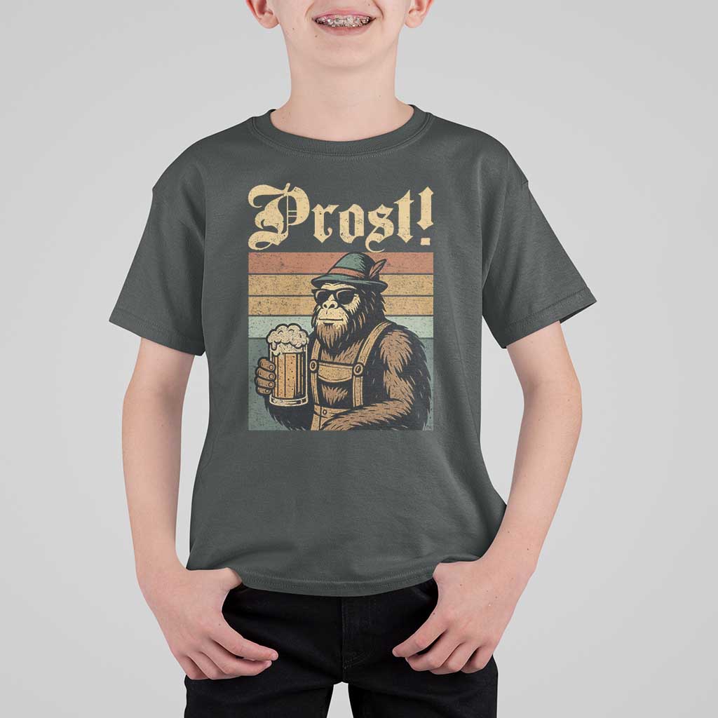 Oktoberfest Bigfoot T Shirt For Kid Vintage German Sasquatch Drinking Prost Lederhose - Wonder Print Shop