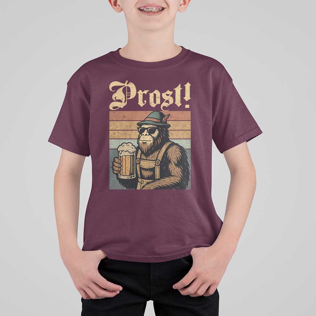 Oktoberfest Bigfoot T Shirt For Kid Vintage German Sasquatch Drinking Prost Lederhose - Wonder Print Shop
