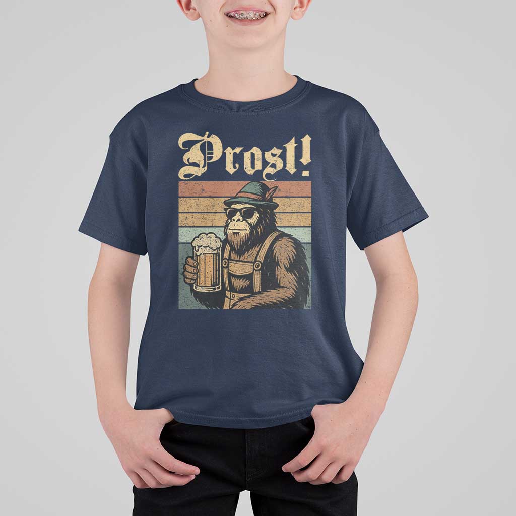 Oktoberfest Bigfoot T Shirt For Kid Vintage German Sasquatch Drinking Prost Lederhose - Wonder Print Shop