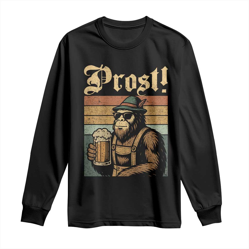 Oktoberfest Bigfoot Long Sleeve Shirt Vintage German Sasquatch Drinking Prost Lederhose - Wonder Print Shop
