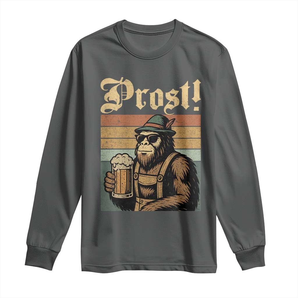 Oktoberfest Bigfoot Long Sleeve Shirt Vintage German Sasquatch Drinking Prost Lederhose - Wonder Print Shop