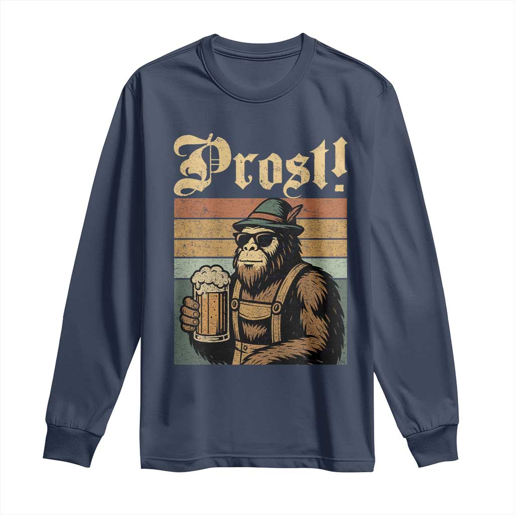 Oktoberfest Bigfoot Long Sleeve Shirt Vintage German Sasquatch Drinking Prost Lederhose - Wonder Print Shop