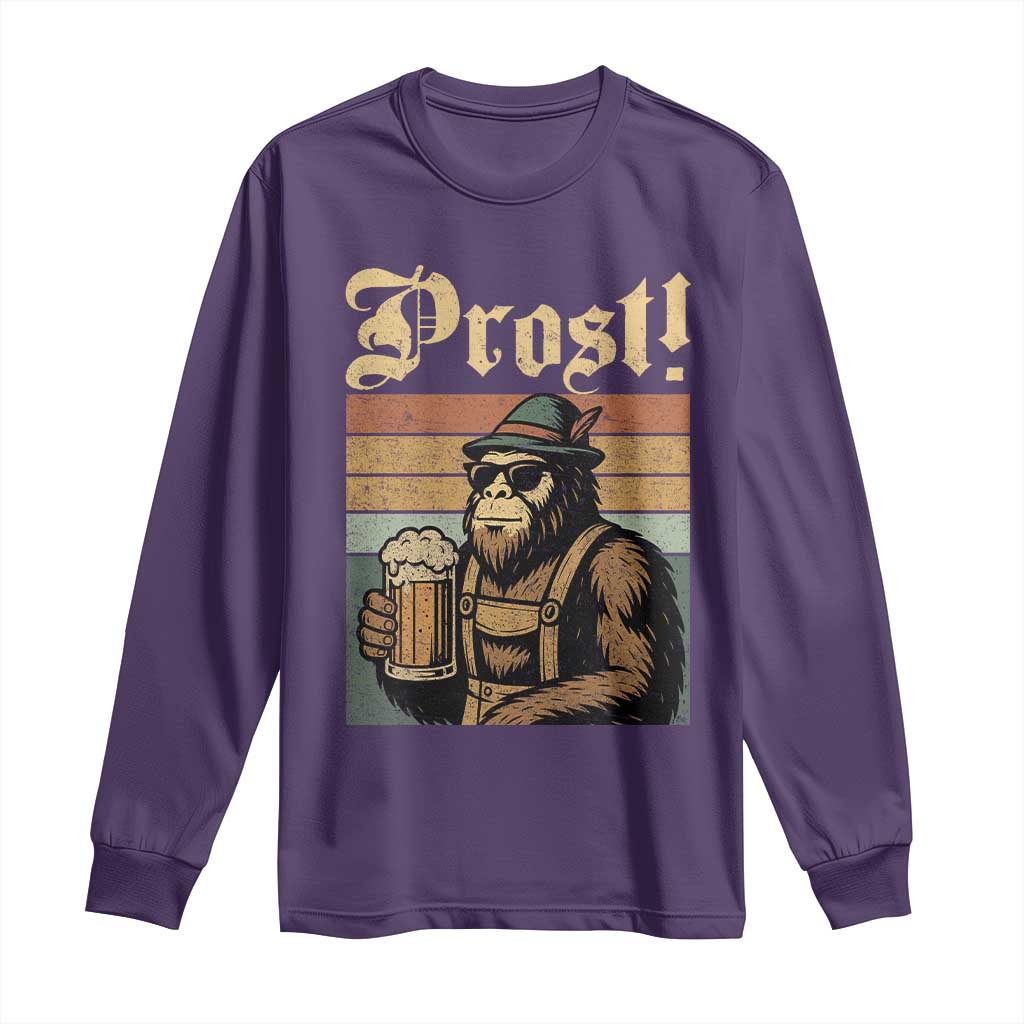 Oktoberfest Bigfoot Long Sleeve Shirt Vintage German Sasquatch Drinking Prost Lederhose - Wonder Print Shop