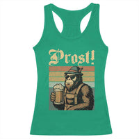 Oktoberfest Bigfoot Racerback Tank Top Vintage German Sasquatch Drinking Prost Lederhose - Wonder Print Shop