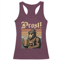 Oktoberfest Bigfoot Racerback Tank Top Vintage German Sasquatch Drinking Prost Lederhose - Wonder Print Shop