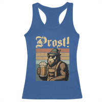 Oktoberfest Bigfoot Racerback Tank Top Vintage German Sasquatch Drinking Prost Lederhose - Wonder Print Shop
