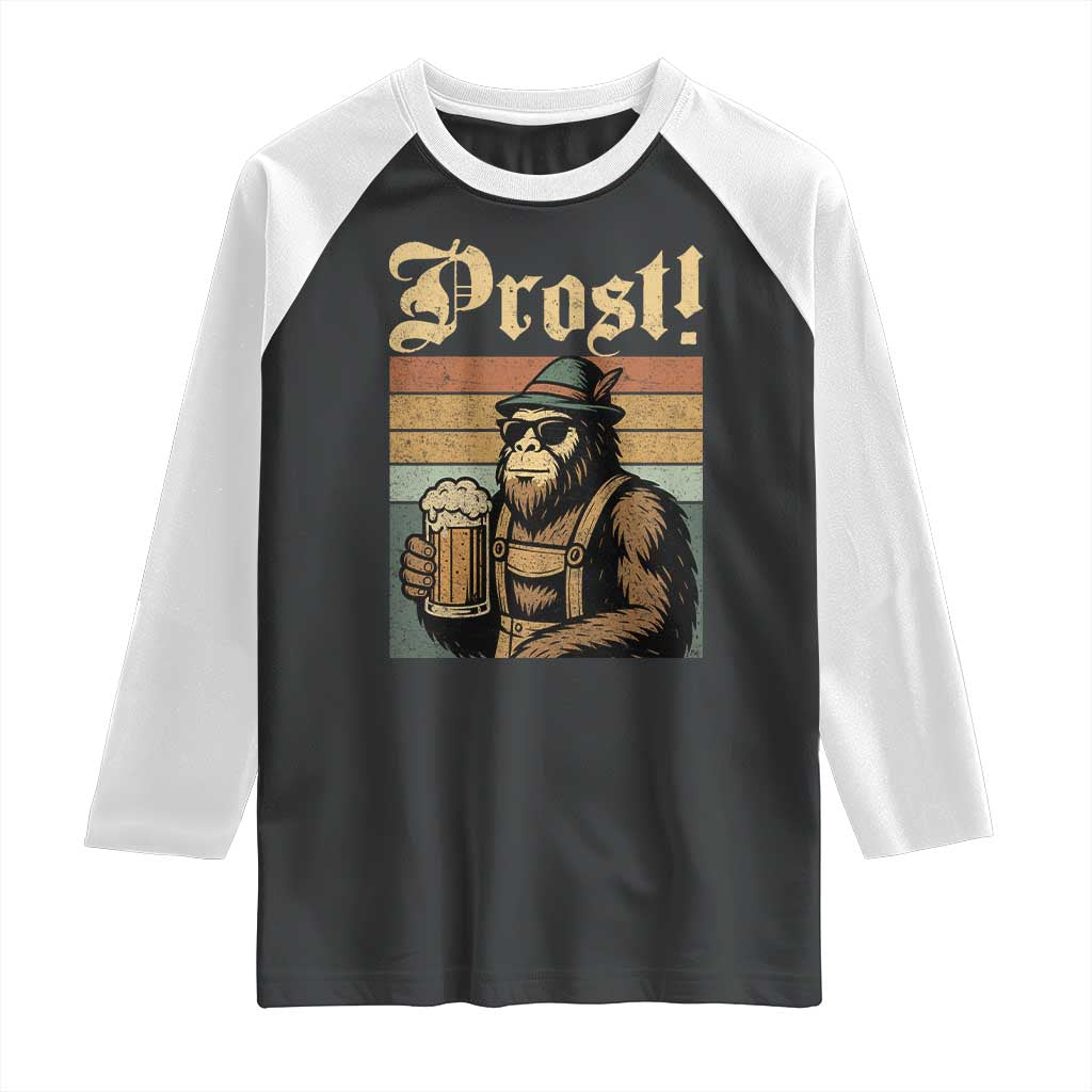 Oktoberfest Bigfoot Raglan Shirt Vintage German Sasquatch Drinking Prost Lederhose - Wonder Print Shop