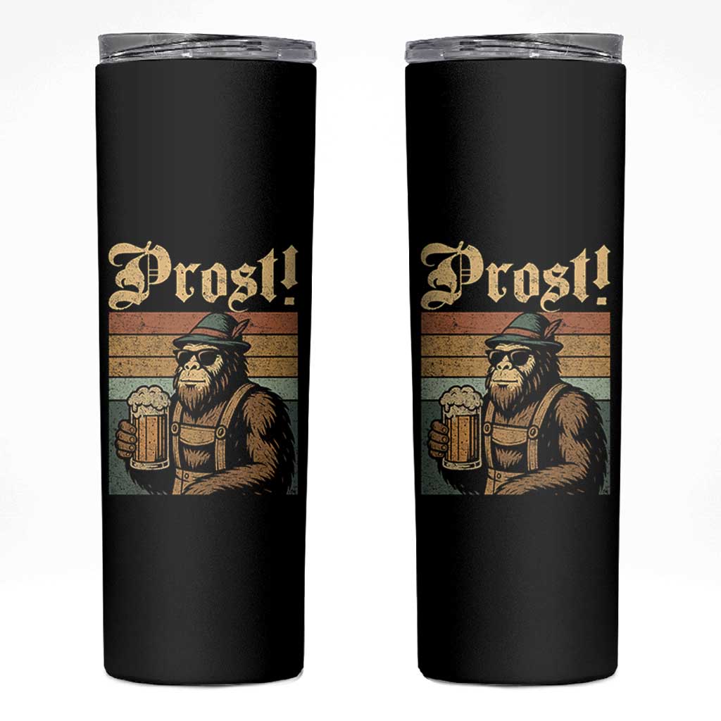 Oktoberfest Bigfoot Skinny Tumbler Vintage German Sasquatch Drinking Prost Lederhose - Wonder Print Shop