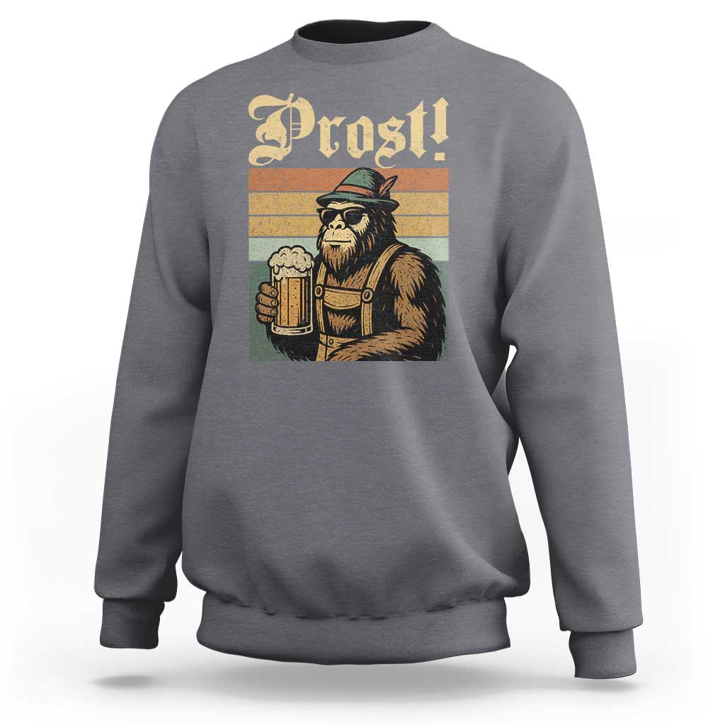 Oktoberfest Bigfoot Sweatshirt Vintage German Sasquatch Drinking Prost Lederhose - Wonder Print Shop