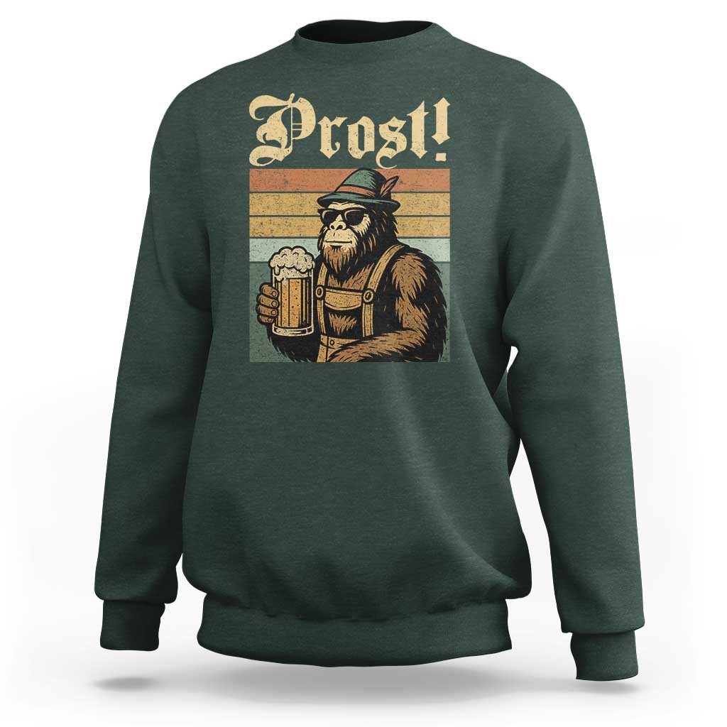 Oktoberfest Bigfoot Sweatshirt Vintage German Sasquatch Drinking Prost Lederhose - Wonder Print Shop