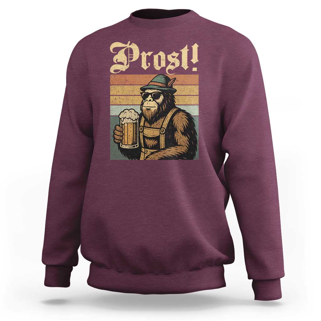 Oktoberfest Bigfoot Sweatshirt Vintage German Sasquatch Drinking Prost Lederhose - Wonder Print Shop