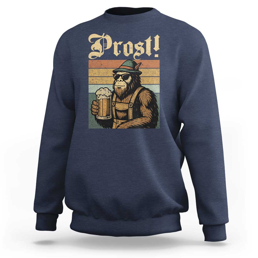 Oktoberfest Bigfoot Sweatshirt Vintage German Sasquatch Drinking Prost Lederhose - Wonder Print Shop