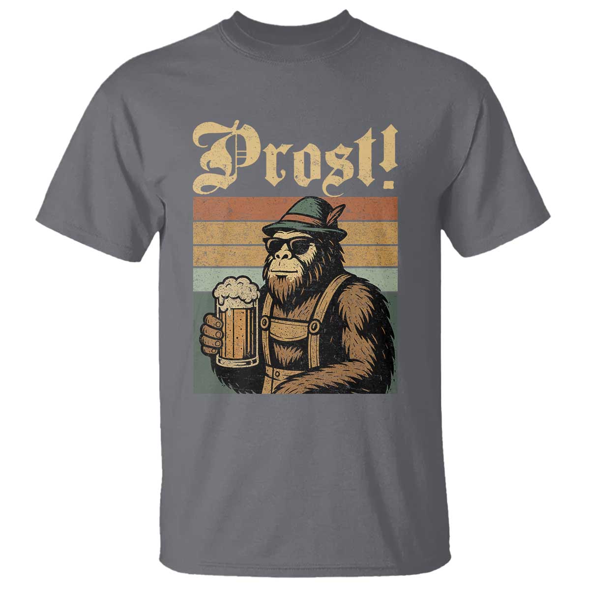 Oktoberfest Bigfoot T Shirt Vintage German Sasquatch Drinking Prost Lederhose - Wonder Print Shop